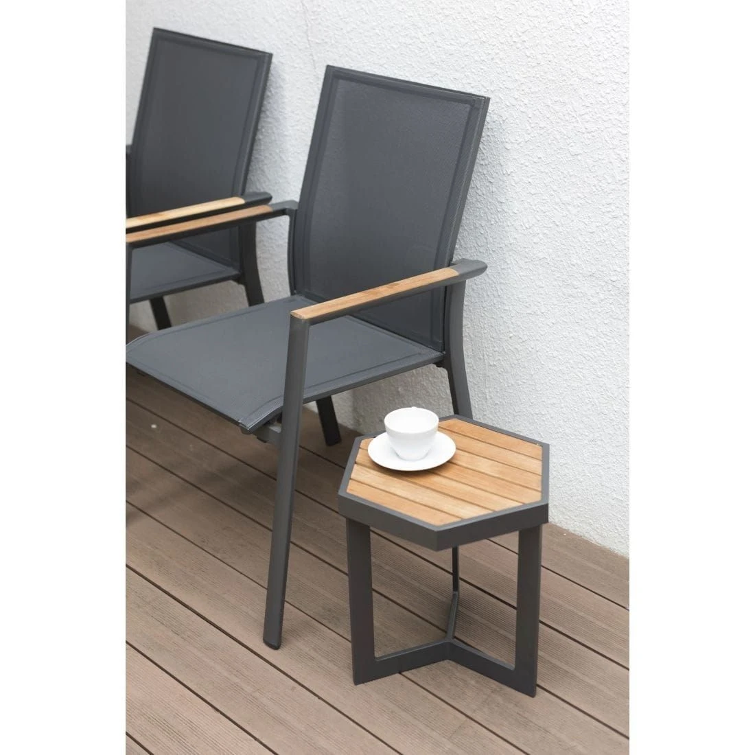 Zebra Sixx Beistelltisch 40x35cm Aluminium/Teak Graphit/Teak Natur 5 Zebra Sixx Beistelltisch 40x35cm Aluminium/Teak Graphit/Teak Natur – Bild 3