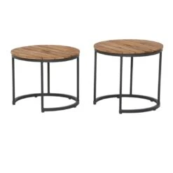 Siena Garden Baros 2er Set Beistelltische Aluminium/Teak Anthrazit -Garten Grill Geschäft 1102357 2