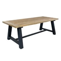 OUTLIV. Omaha Gartentisch 200x100cm Aluminium/Teak Recycelt Anthrazit/Teak