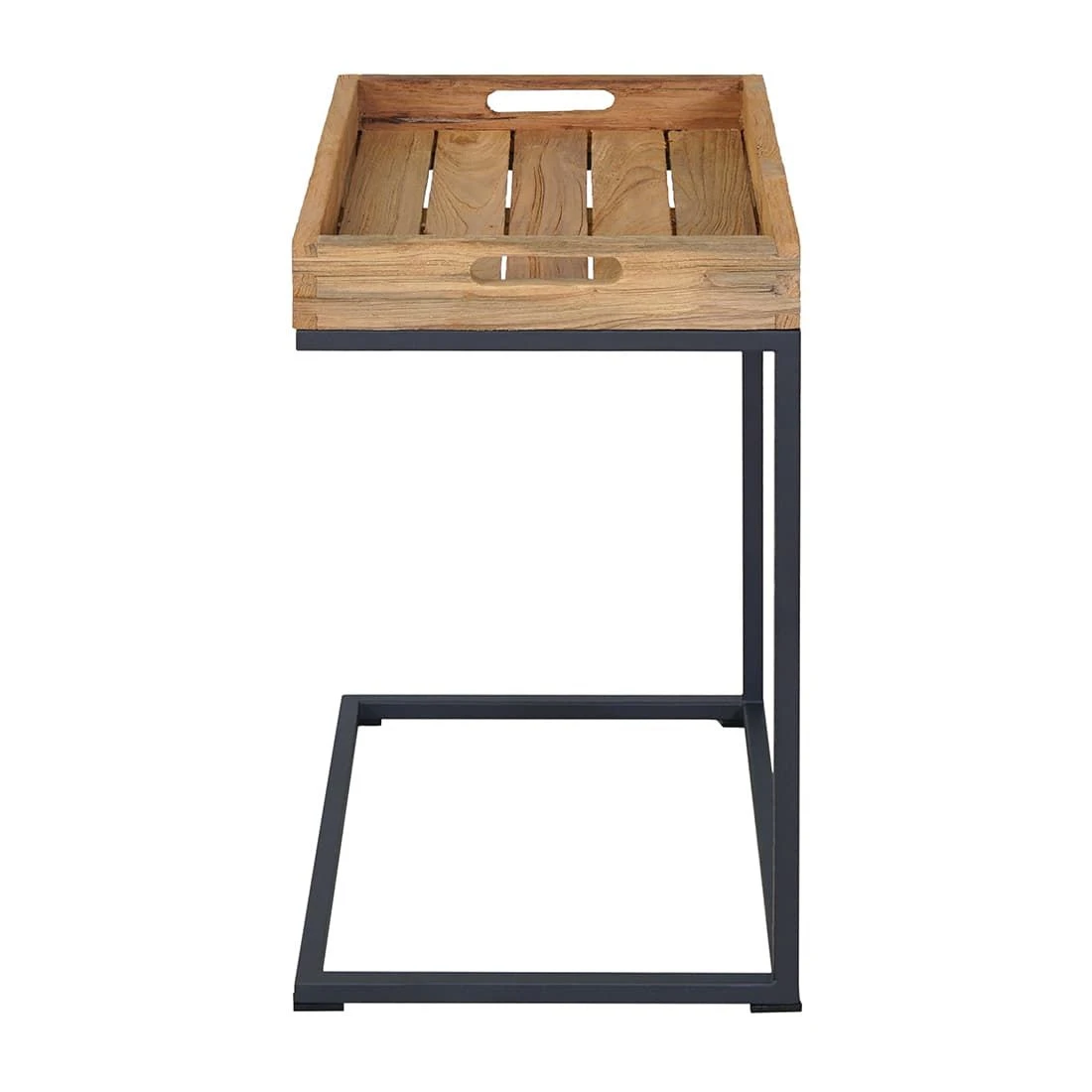 OUTLIV. Tray Beistelltisch 46x30cm Stahl/Teak Recycelt Schwarz/Teak 6 OUTLIV. Tray Beistelltisch 46x30cm Stahl/Teak Recycelt Schwarz/Teak – Bild 4