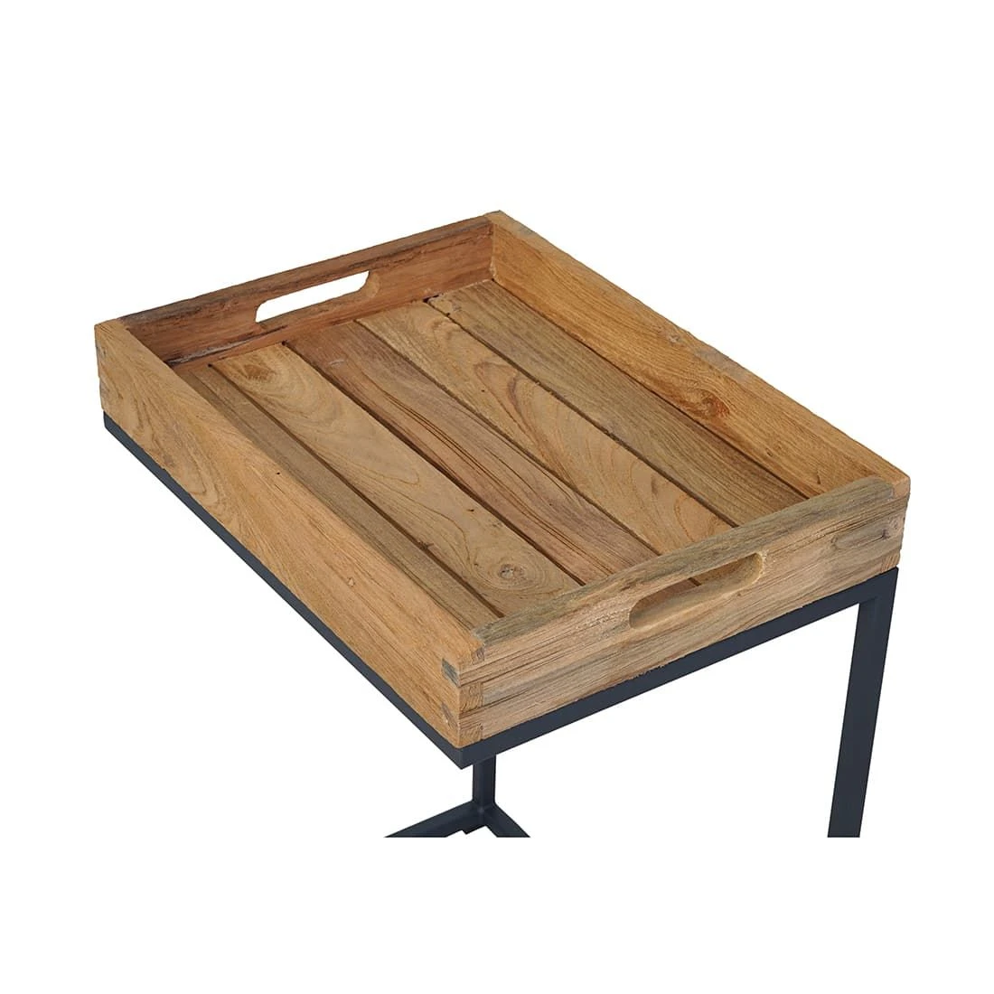 OUTLIV. Tray Beistelltisch 46x30cm Stahl/Teak Recycelt Schwarz/Teak 7 OUTLIV. Tray Beistelltisch 46x30cm Stahl/Teak Recycelt Schwarz/Teak – Bild 5