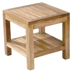 Zebra Lobby Kaffeetisch 45x45cm Teak Mit Ablage Natur