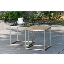Stern Savona Beistelltisch 45x45cm Edelstahl/Teak Natur -Garten Grill Geschäft 804015 2