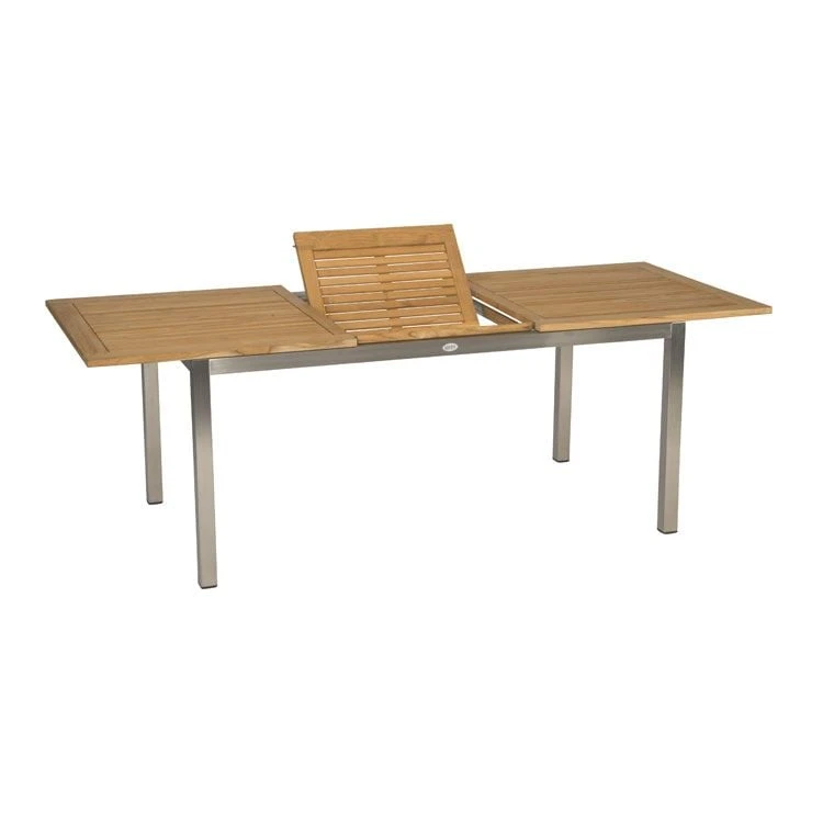 Stern Ausziehtisch 162/220x90cm Edelstahl/Teak Natur 4 Stern Ausziehtisch 162/220x90cm Edelstahl/Teak Natur – Bild 2
