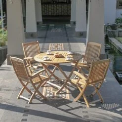 Zebra Poker Klapptisch Teak Mit Edelstahlbeschlägen Natur -Garten Grill Geschäft 862964 4