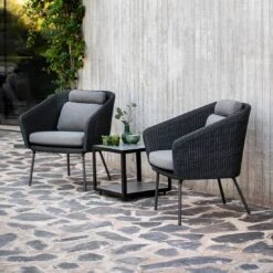 Cane-Line Level Beistelltisch 48x48cm Aluminium/Keramik Lava Grey/Light Grey -Garten Grill Geschäft cane line level beistelltisch 48x48cm aluminium keramik 1479943 3