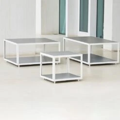 Cane-Line Level Beistelltisch 79x79cm Aluminium/Keramik Weiß/Light Grey -Garten Grill Geschäft cane line level beistelltisch 79x79cm aluminium keramik 1479910 3