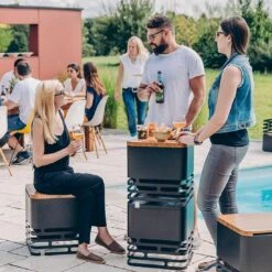 Höfats CUBE Auflagebrett Aus Bambusholz Zu Feuerkorb Cube Braun -Garten Grill Geschäft hofats auflagebrett fur cube 4