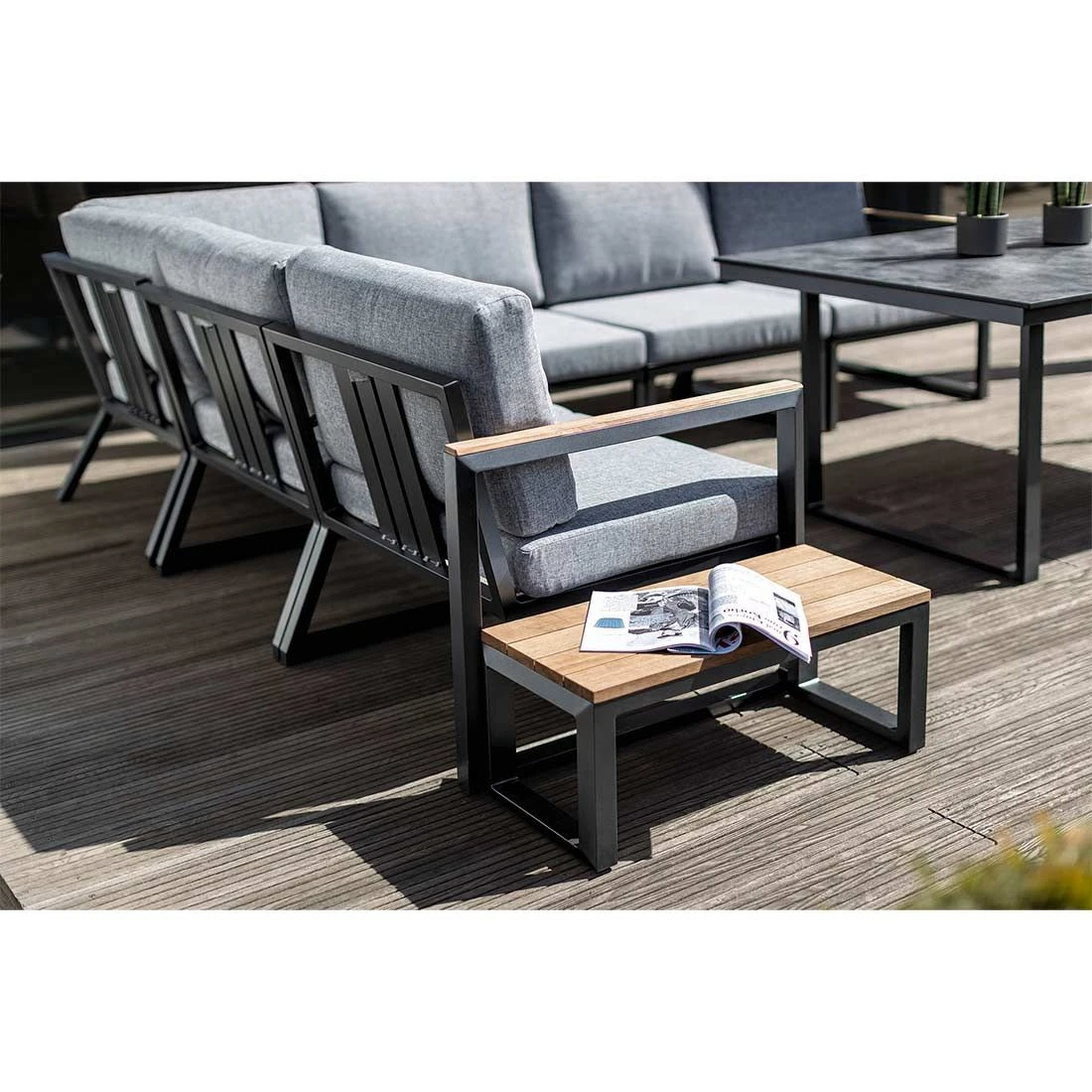 Kettler Ocean Skid Beistelltisch Aluminium/Teak Anthrazit/Teak 8 Kettler Ocean Skid Beistelltisch Aluminium/Teak Anthrazit/Teak – Bild 6