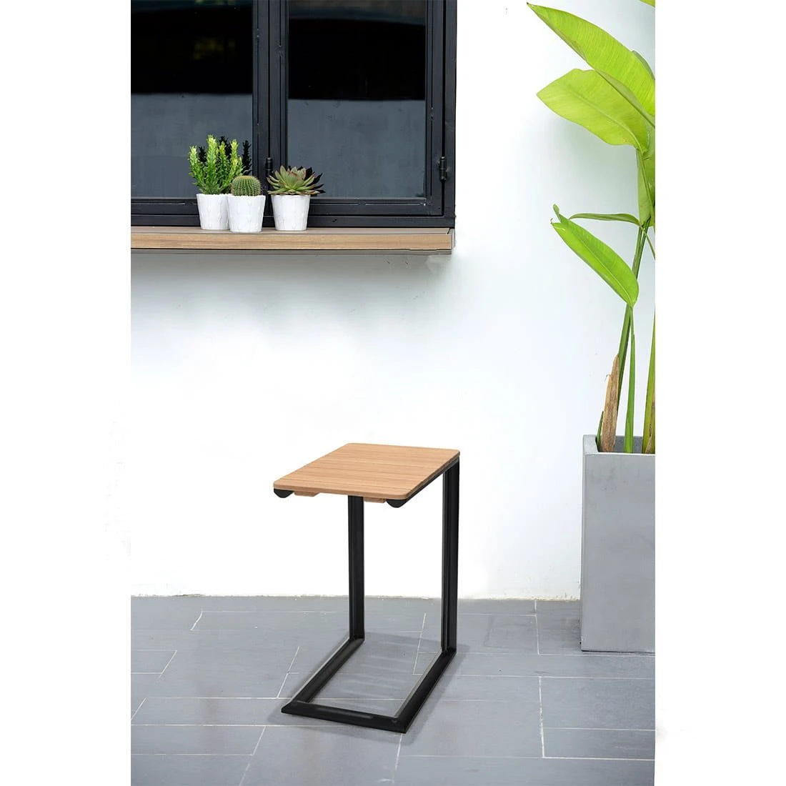 LifestyleGarden Portals Beistelltisch 47x30cm Aluminium/Teak Batman Black/Teak 4 LifestyleGarden Portals Beistelltisch 47x30cm Aluminium/Teak Batman Black/Teak – Bild 2