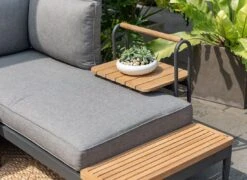 LifestyleGarden Topaz Beistelltisch 52x37,5cm Aluminium/Teakholz Magnesium Grau/Teak -Garten Grill Geschäft lifestylegarden topaz beistelltisch 52x37 5cm aluminium teakholz 1440640 3