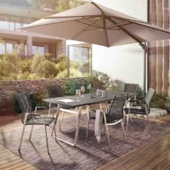 Musterring Portugal Gartentisch 220x95cm Edelstahl/HPL Silber/Beton -Garten Grill Geschäft musterring portugal gartentisch 220x95cm edelstahl hpl 1472683 2