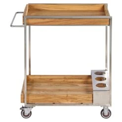 OUTLIV. Oro Servierwagen Teak Recycelt Silber/Natur -Garten Grill Geschäft outliv oro servierwagen edelstahl teak recycelt silber braun 1323083 3