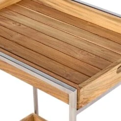 OUTLIV. Oro Servierwagen Teak Recycelt Silber/Natur -Garten Grill Geschäft outliv oro servierwagen edelstahl teak recycelt silber braun 1323083 5