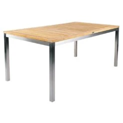 Zebra Opus Gartentisch 180x100cm Edelstahl/Teak Silber/Natur