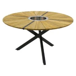 Zebra Oryx Edge Gartentisch Ø135cm Aluminium/Teak Recycelt Graphit/Teak