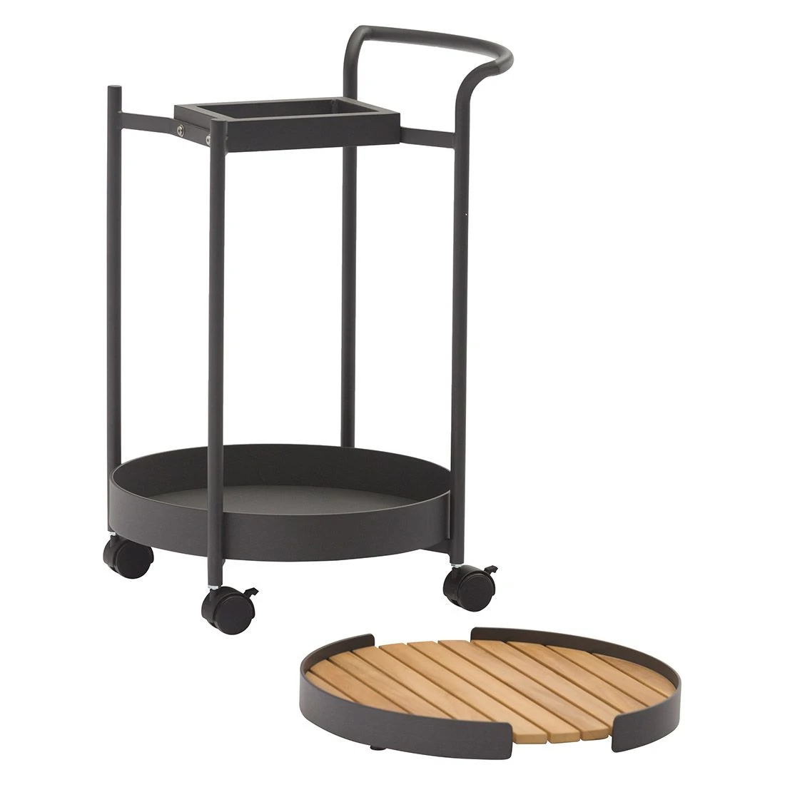 Zebra Trolley Beistelltisch 45x51,3cm Aluminium/Teak Graphit/Teak 4 Zebra Trolley Beistelltisch 45x51,3cm Aluminium/Teak Graphit/Teak – Bild 2